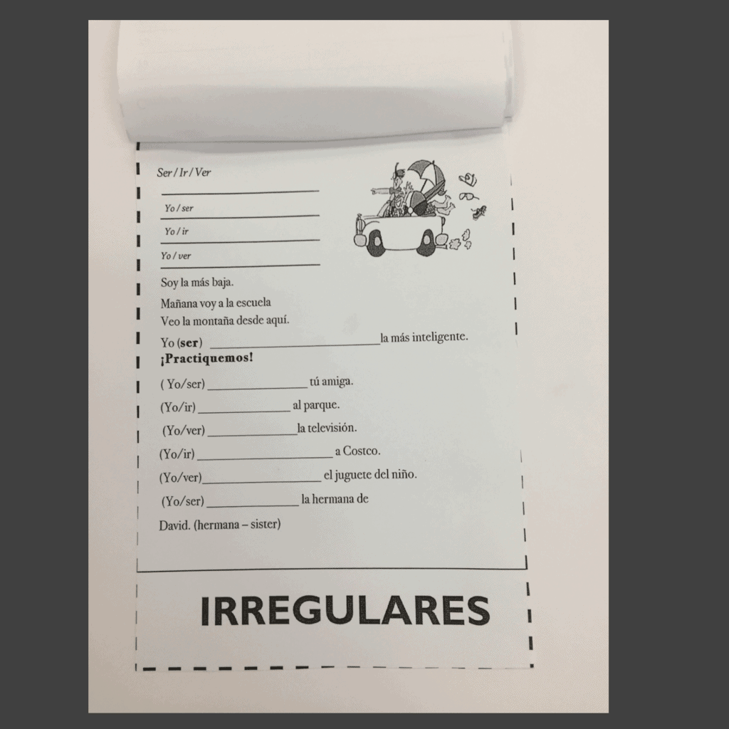 Spanish Conjugation of Regular & Irregular Verbs Flip Book and Student Handouts