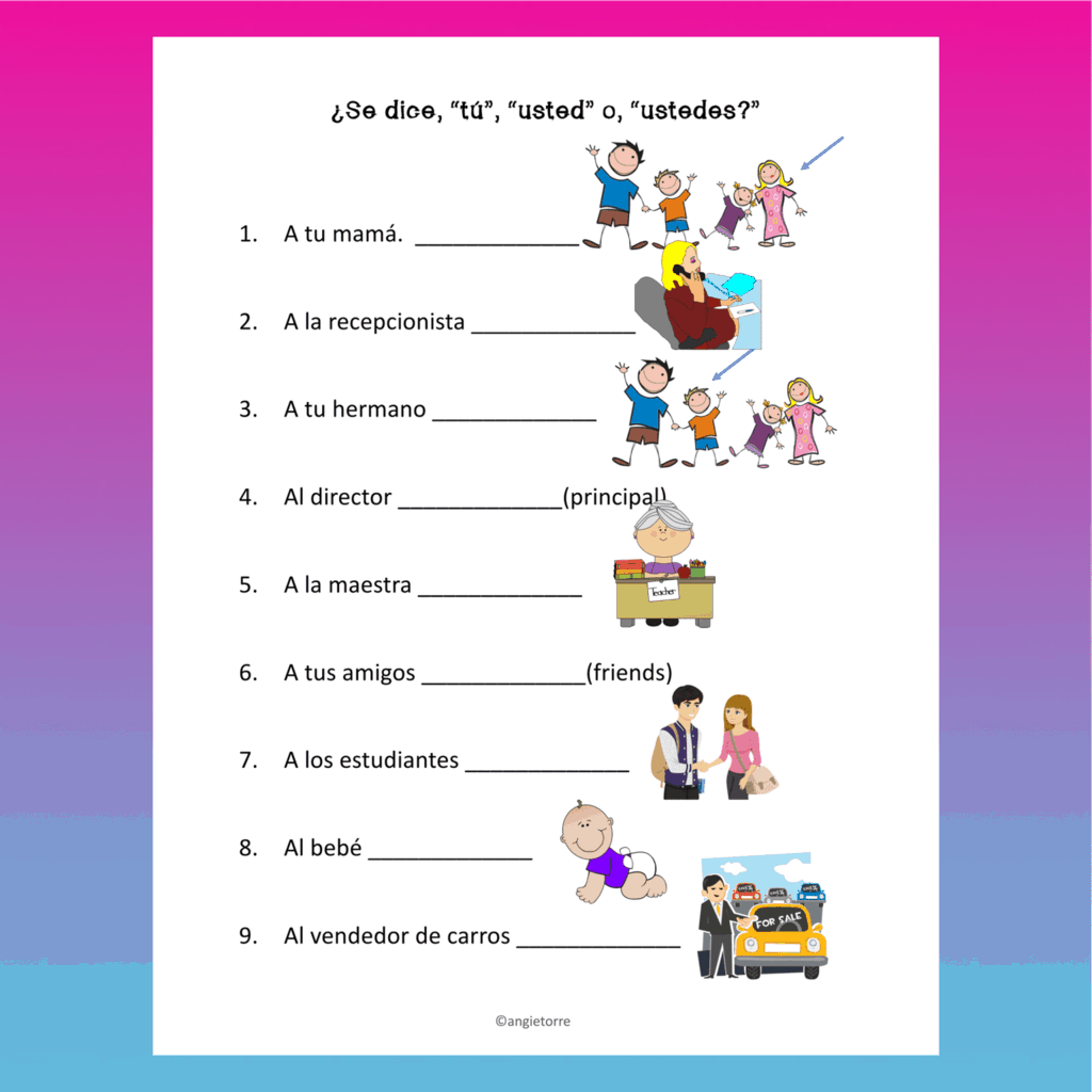 Spanish Tú, usted, ustedes Interactive Notebook Activities - Image 2