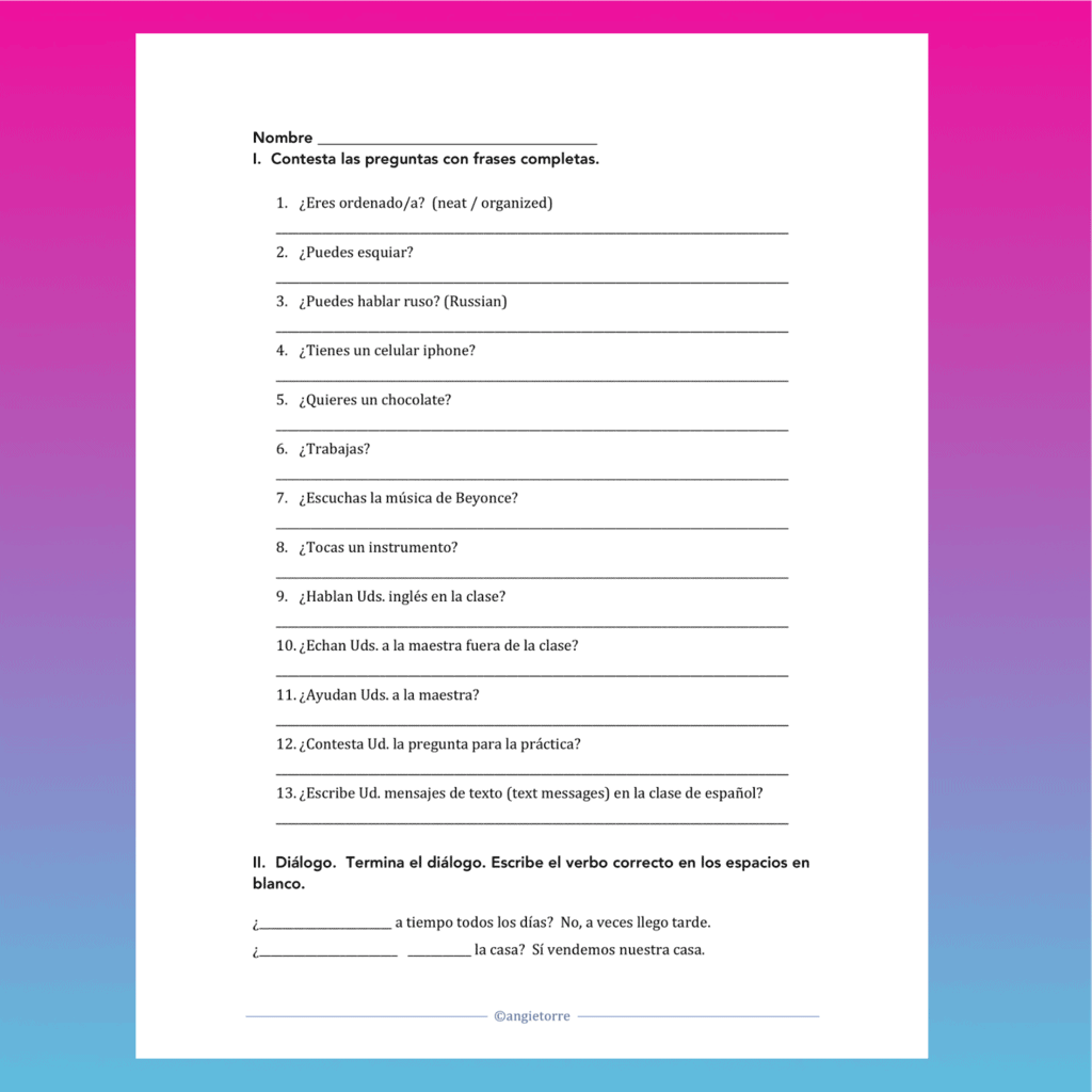 Spanish Tú, usted, ustedes Interactive Notebook Activities - Image 3
