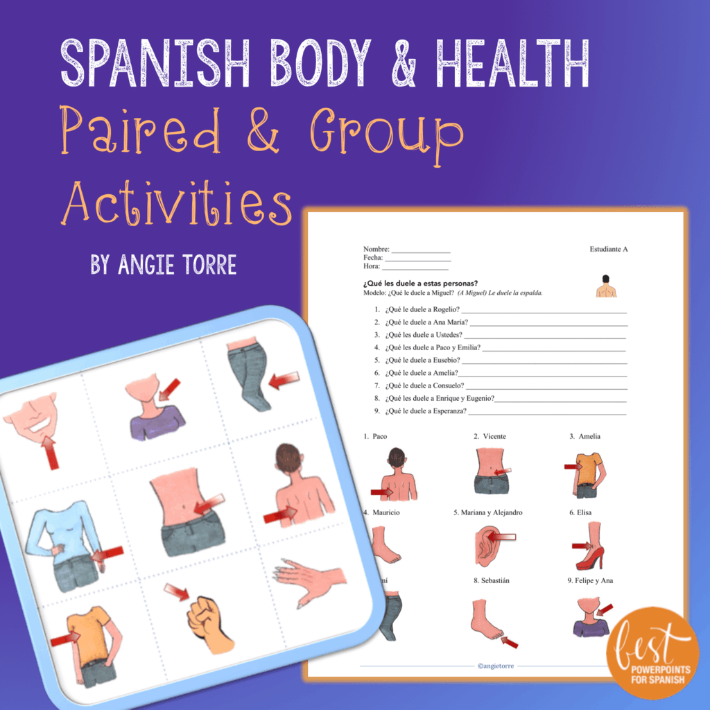 Spanish Body and Health Paired and Group Activities