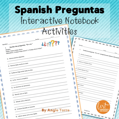 Spanish Preguntas Interactive Notebook Activities
