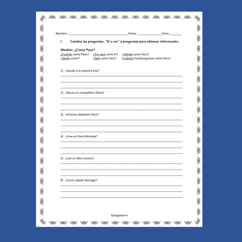 Spanish Questions Las preguntas Activities - Image 3