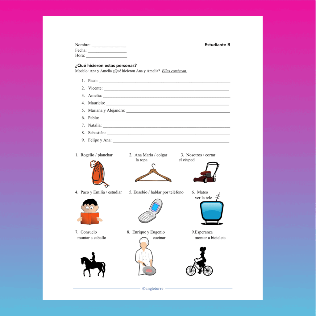 Spanish Preterite Tense El pretérito Paired and Group Activities - Image 3