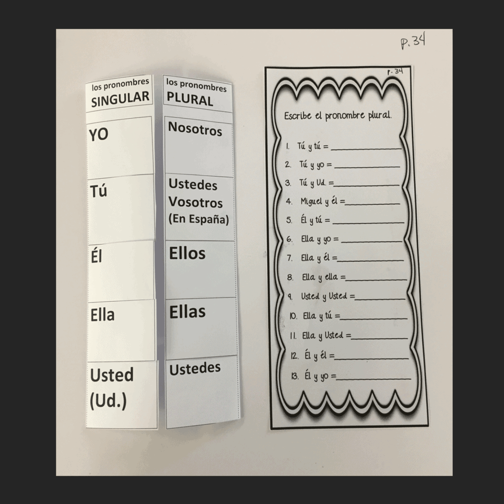 Spanish Subject Pronouns Foldable and Interactive Notebook Activity - Image 5