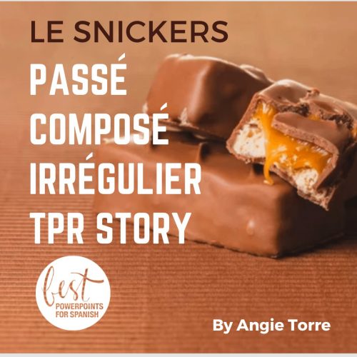 French Passé Composé Irregulier TPRS Story snickers pieces with gooey caramel in the middle