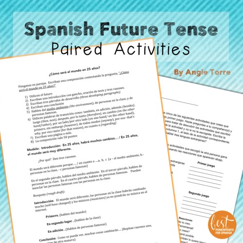 Spanish Future Tense El futuro Paired Activities