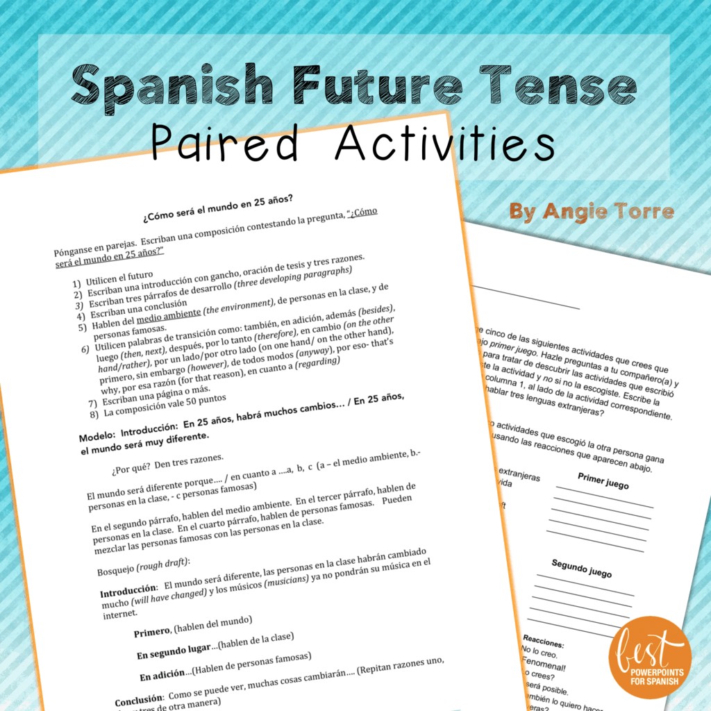 Spanish Future Tense El futuro Paired Activities