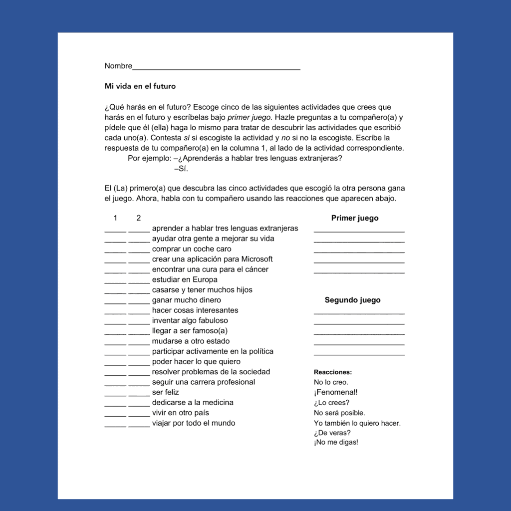 Spanish Future Tense El futuro Paired Activities Speaking and Writing - Image 3