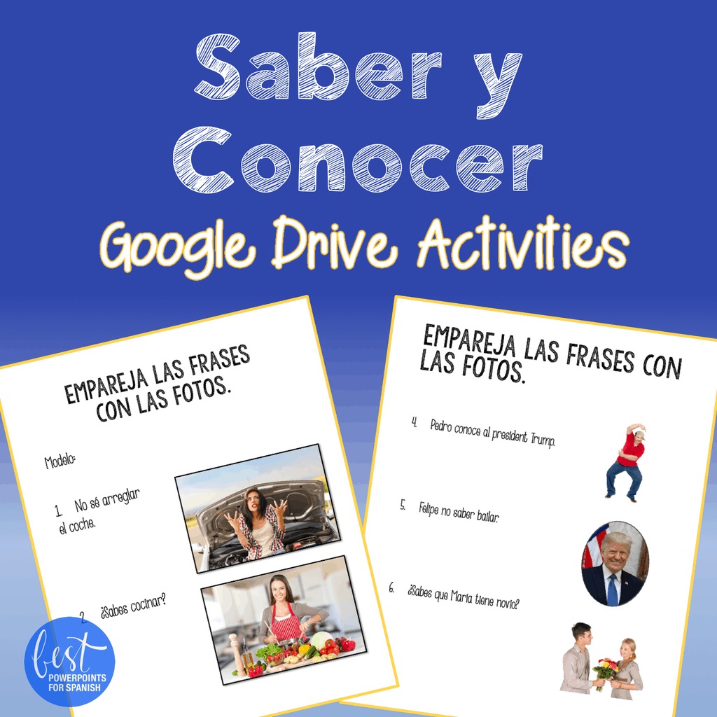 Saber vs. conocer Google Drive Activities