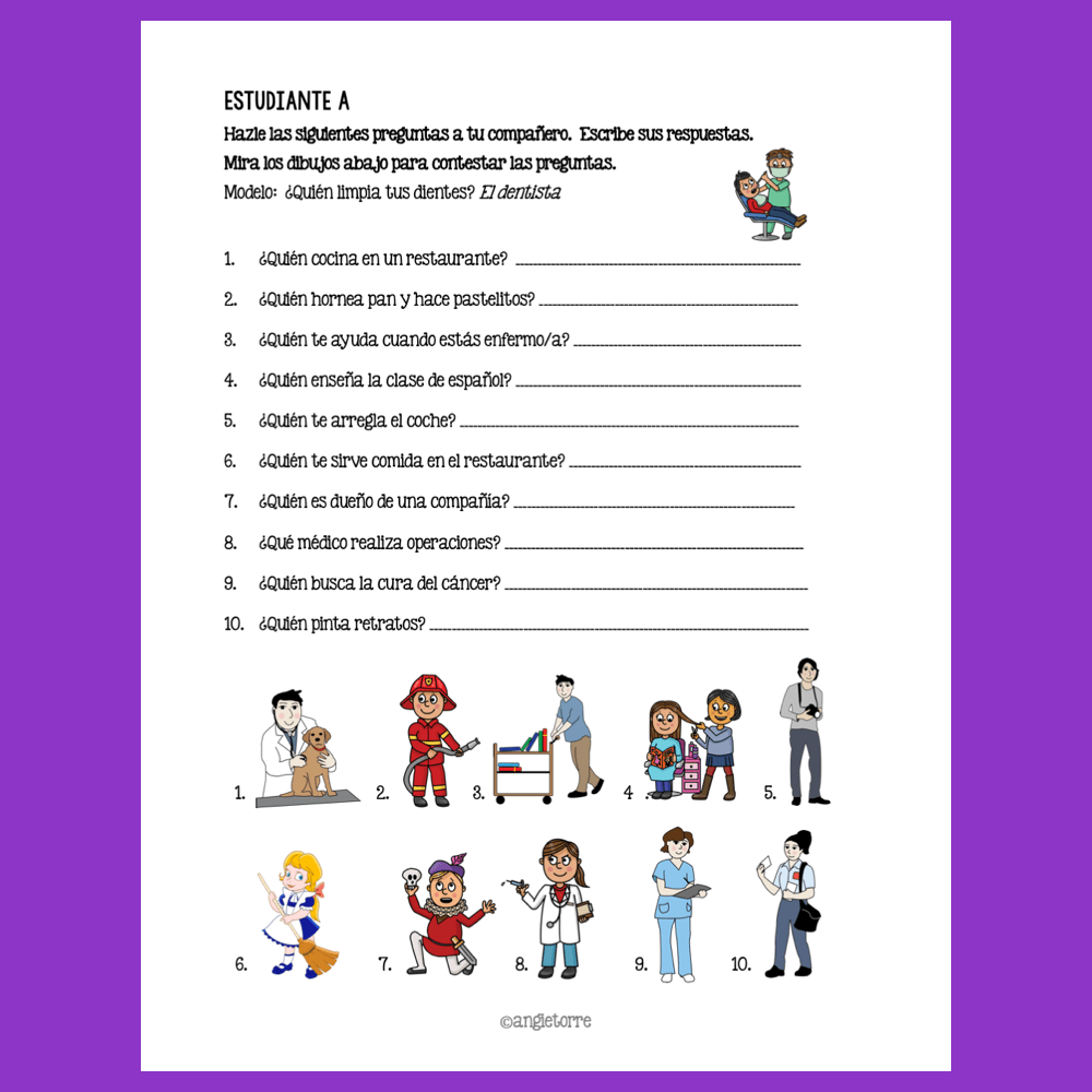 Spanish Professions Paired Activities - Image 2