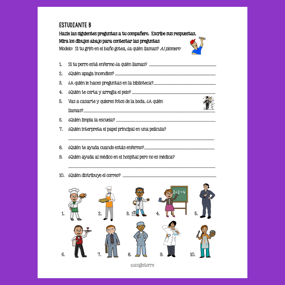 Spanish Professions Paired Activities - Image 3