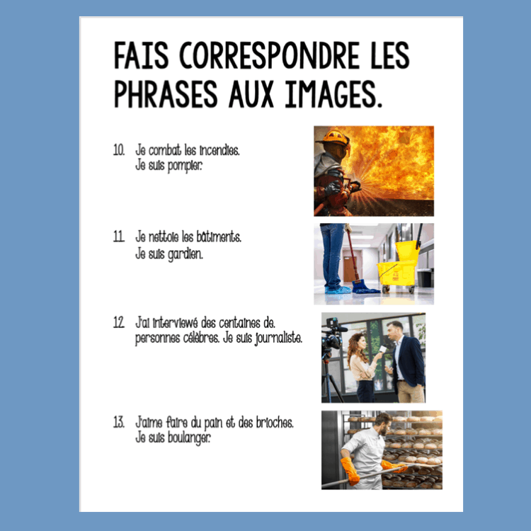 Les professions French Professions Activities Bundle - Image 4