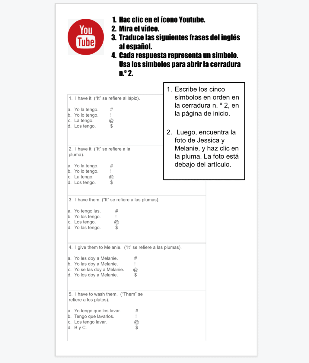 Spanish Direct and Indirect Object Pronouns Digital Escape Room - Image 8