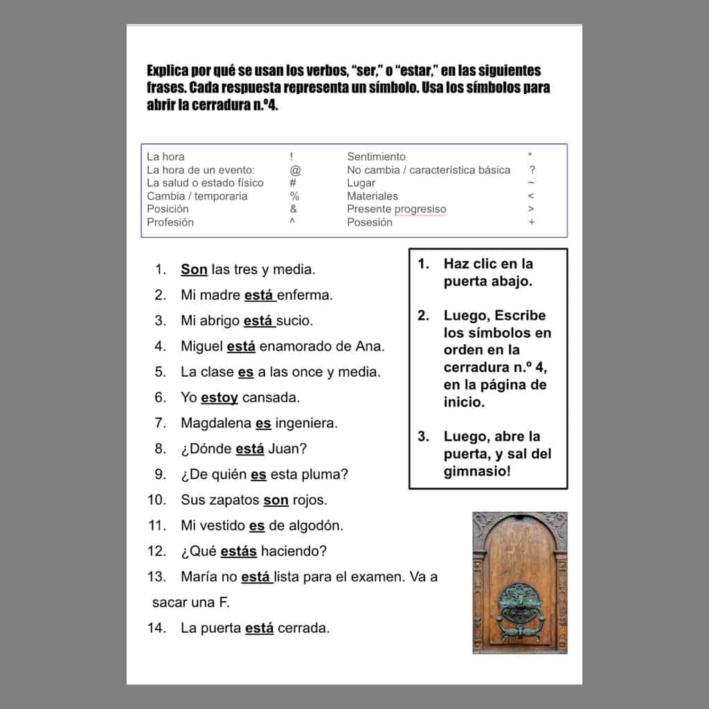 Spanish Ser Estar Digital Escape Room - Image 5
