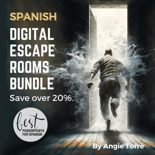 Spanish Escape Rooms Bundle Man running out of a room with smoke around him