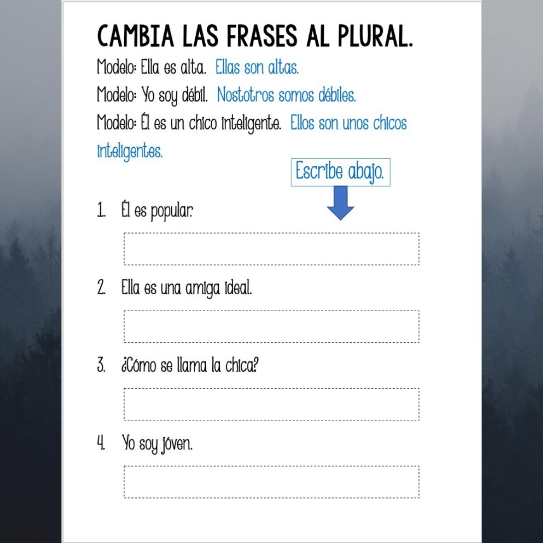 Spanish Singular and Plural Nouns Adjectives and Verbs Google Drive Activities - Image 2