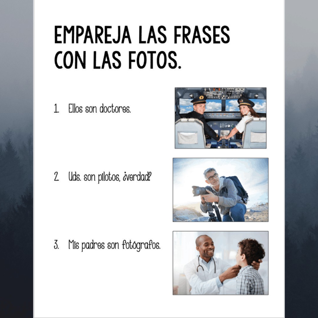 Spanish Singular and Plural Nouns Adjectives and Verbs Google Drive Activities - Image 4