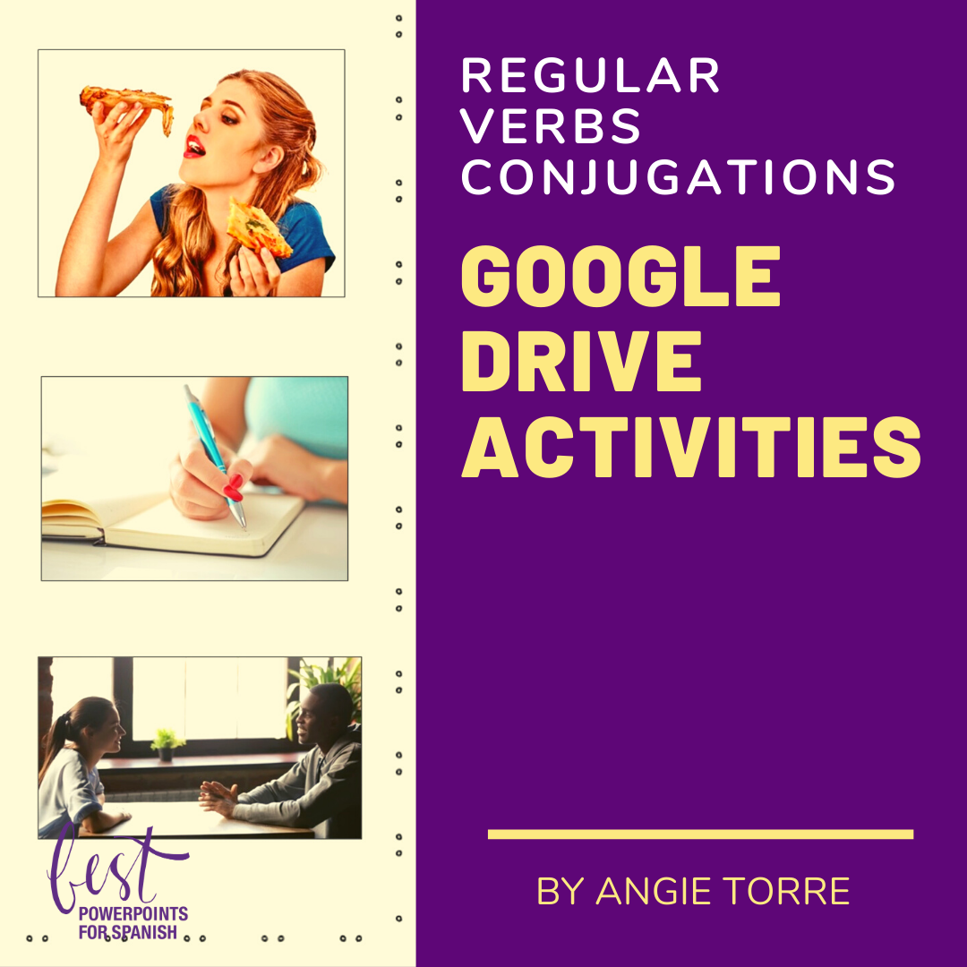 Spanish Present Tense Regular AR | ER | IR Verbs Conjugations Google Drive Activities