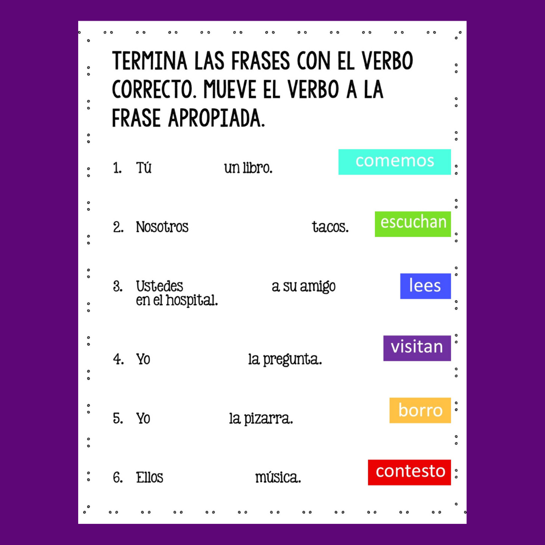 Spanish Present Tense Regular Verb Conjugations Digital Activities - Image 3