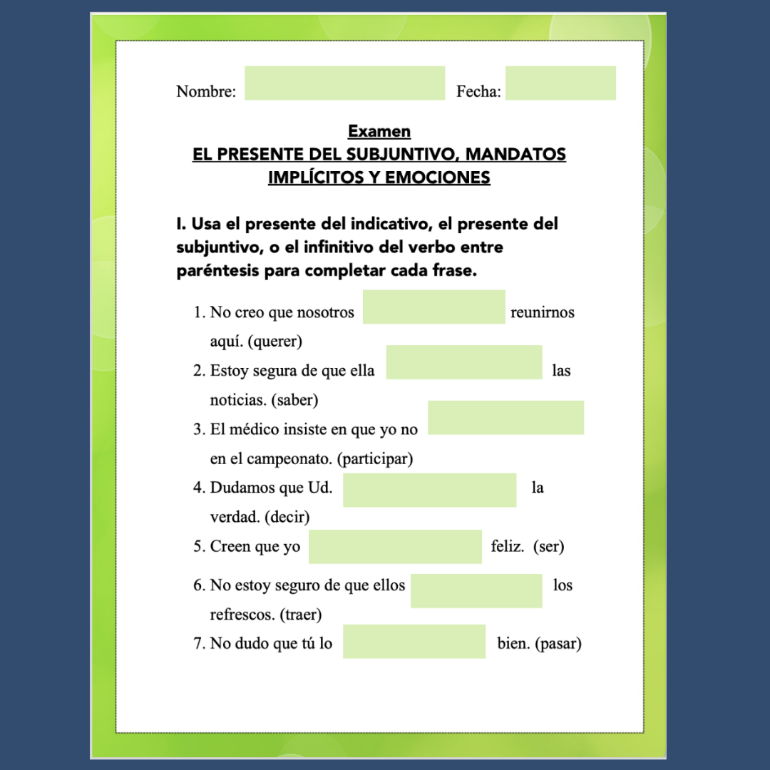 Spanish Subjunctive Digital and Printable Assessments | Tests | Worksheets - Image 3
