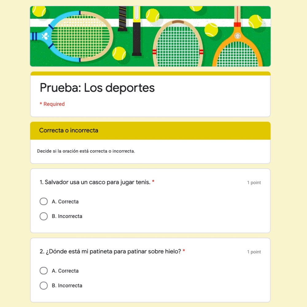 Los deportes Spanish Sports Vocabulary Google Forms Activities or Assessment - Image 2