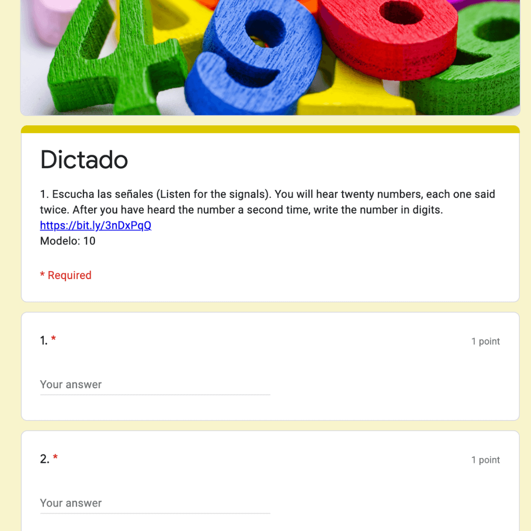 Spanish Numbers 0-100 Google Forms Digital Listening Activity - Image 3