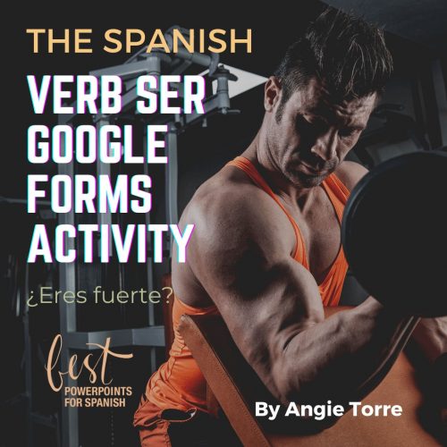 Spanish Verb Ser Present Tense Google Forms Activity Man in gym curling a weight