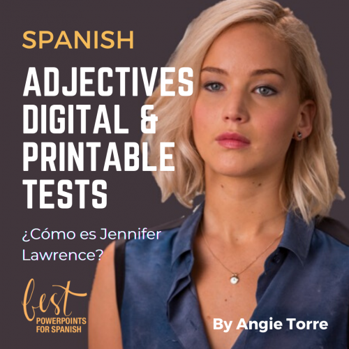 Spanish Descriptive Adjectives Digital and Printable Tests Photo of Jennifer Lawrence: ¿Cómo es Jennifer Lawrence?