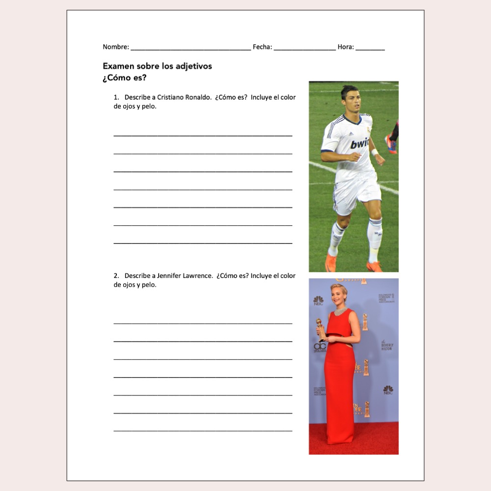 Los adjetivos Spanish Descriptive Adjectives Digital and Printable Tests - Image 3
