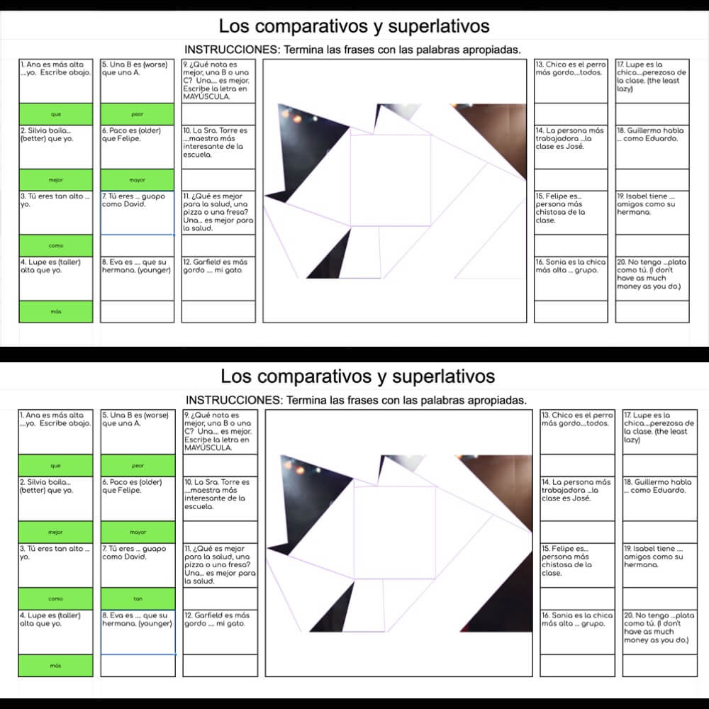 Spanish Comparisons Superlative Mystery Picture - Image 3