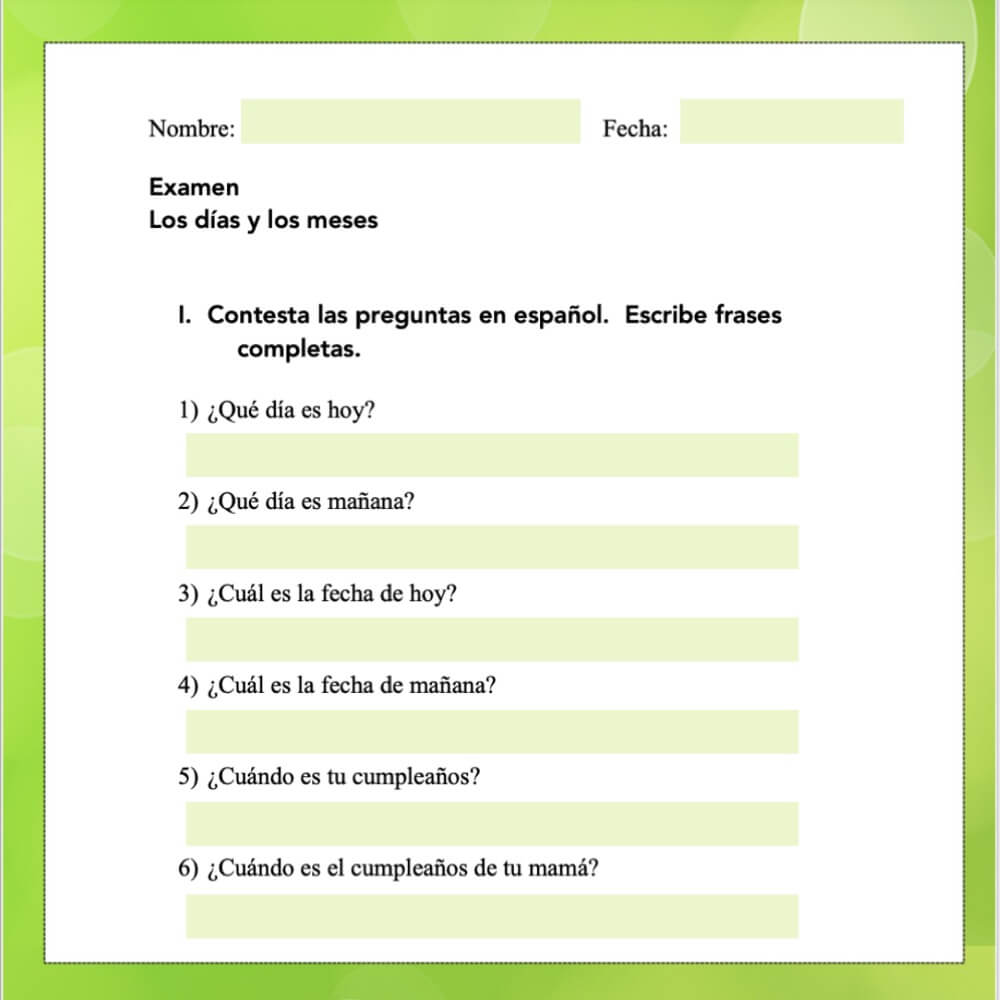 Spanish Days and Months Los días y meses Digital and Printable Tests - Image 4