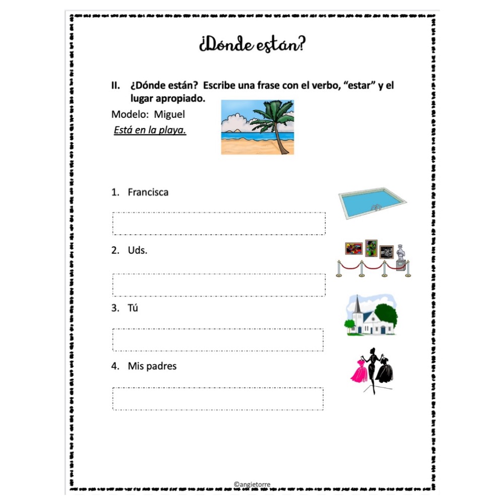 Spanish Estar Emotions Places Digital and Printable Tests, Activities - Image 4