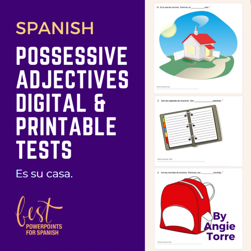 Los adjetivos posesivos Digital and Printable Tests