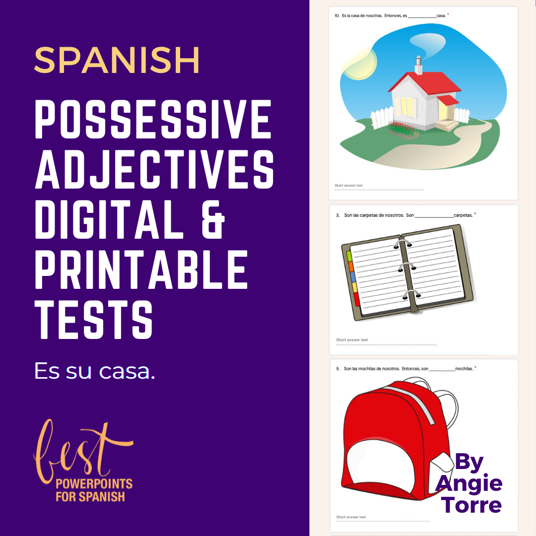 Los adjetivos posesivos Digital and Printable Tests