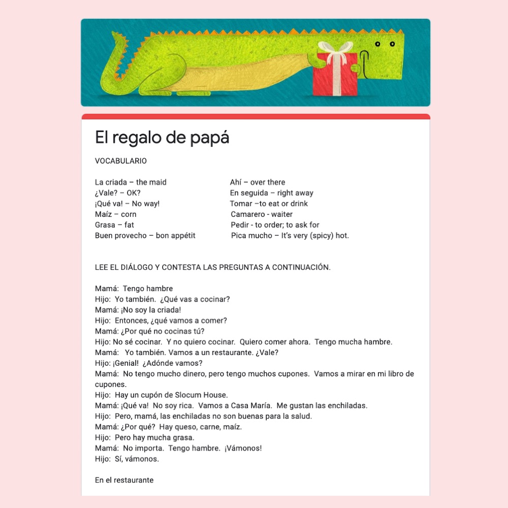 Spanish Food Vocabulary La comida TPRS Stories - Image 4