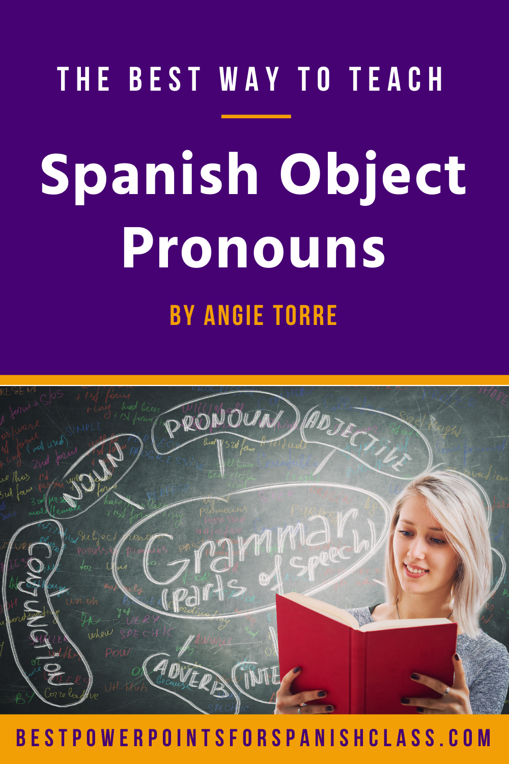 Teacher reading a red book. Direct and Indirect Object Pronouns in Spanish: THE BEST WAY TO TEACH THEM