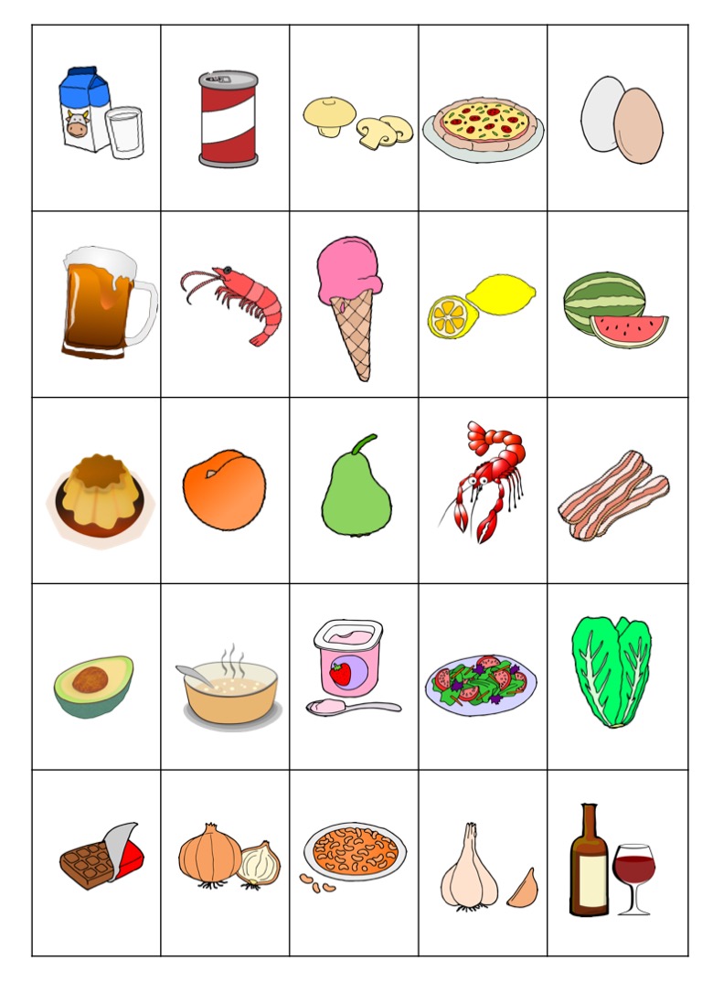 French Food Bingo Game La Nourriture