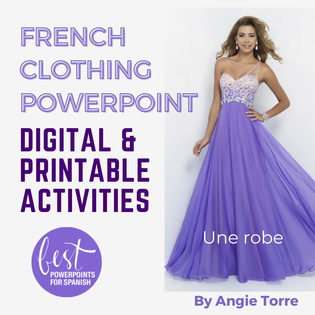 Les vêtements PowerPoint and Digital and Printable Activities Woman in long purple dress