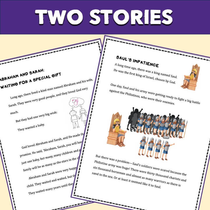 Bible Stories on Patience for Kids in English and Spanish With Coloring Page - Image 2