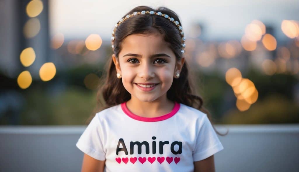Amira Name Meaning: Origins, Significance, and Cultural Impact 1 beautiful arabic girl smiling at the camera with t-shirt text Amira