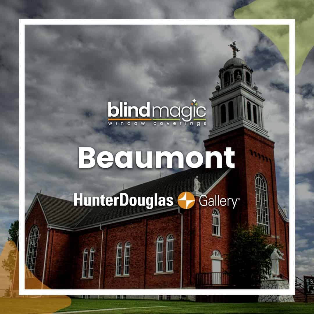 Transparent window covering for Beaumont church by Blind Magic.