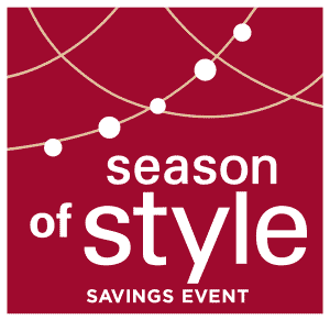 Colorful promotional graphic for Blind Magic's season of style savings event.