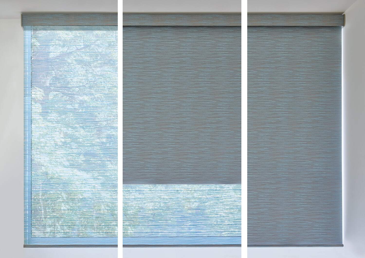 Light-filtering zebra blinds in a modern room, combining elegance and functionality for privacy and light control.