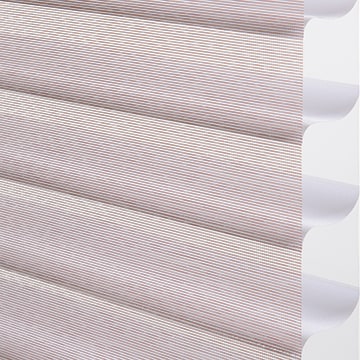 High-quality beige pleated window shades with light filtering fabric for privacy and sun control.