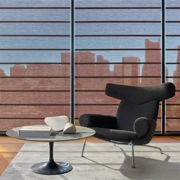 Comfortable modern armchair with textured fabric in a stylish interior setting.