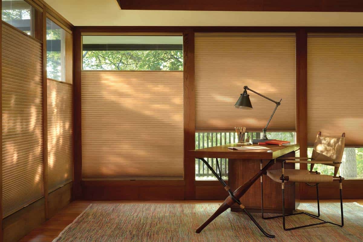Hunter Douglas Duette® Cellular Shades in a home office near Edmonton, Alberta (AB)