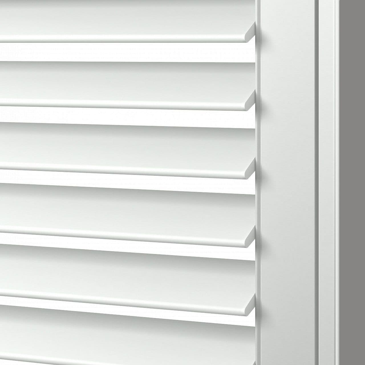 Bright, modern window shutters with white adjustable louvers for controlling light and privacy.