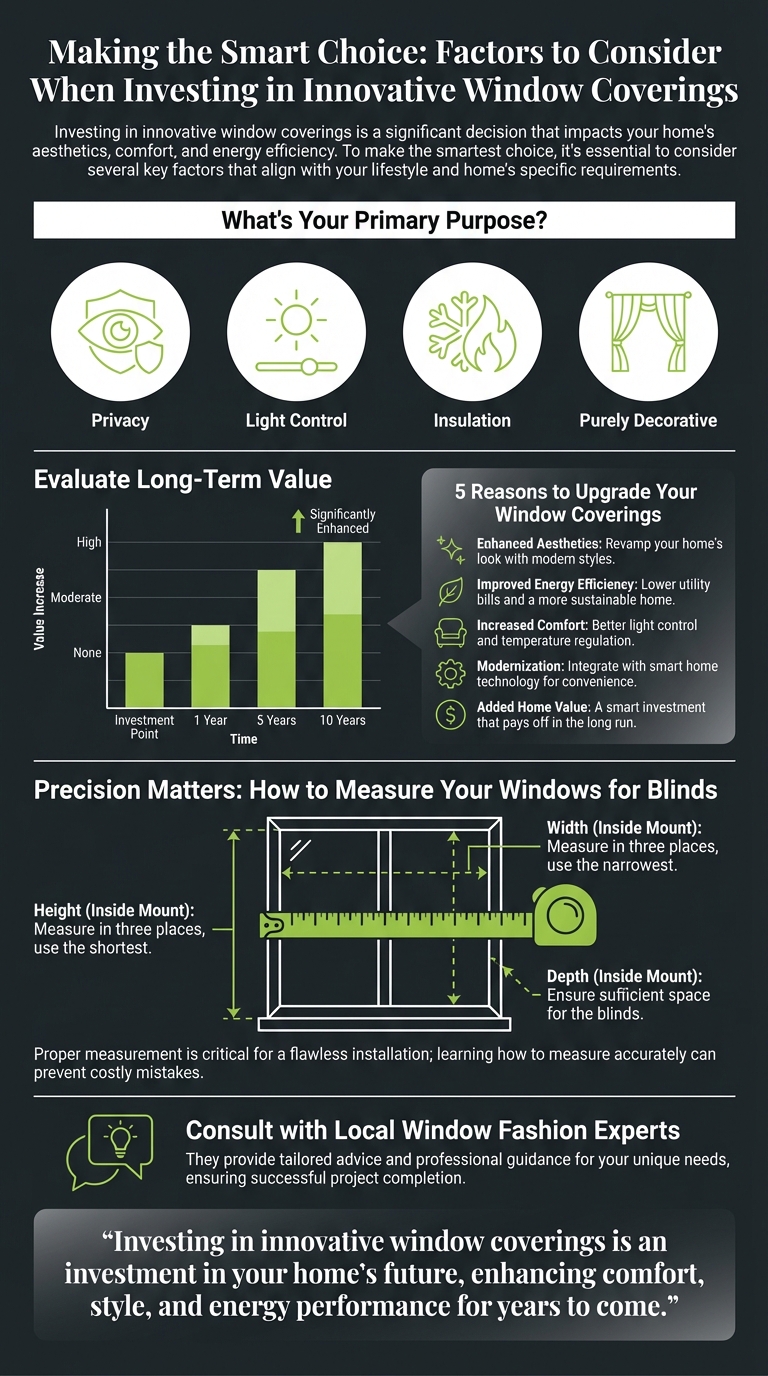 Efficient and innovative window coverings for energy savings, privacy, and home aesthetics. Learn how to measure windows precisely and consult with local experts for tailored advice.