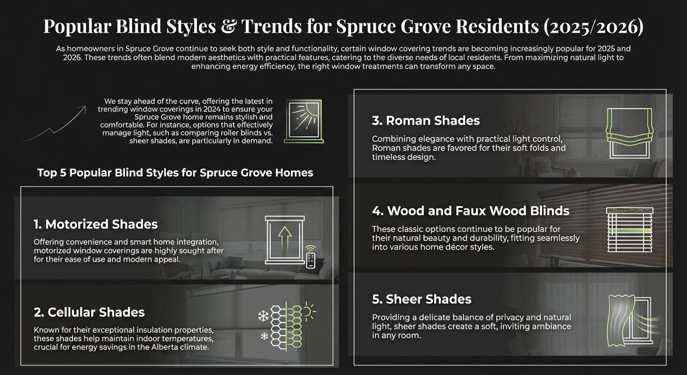 Efficient modern blinds for Spruce Grove homes in 2025/2026.