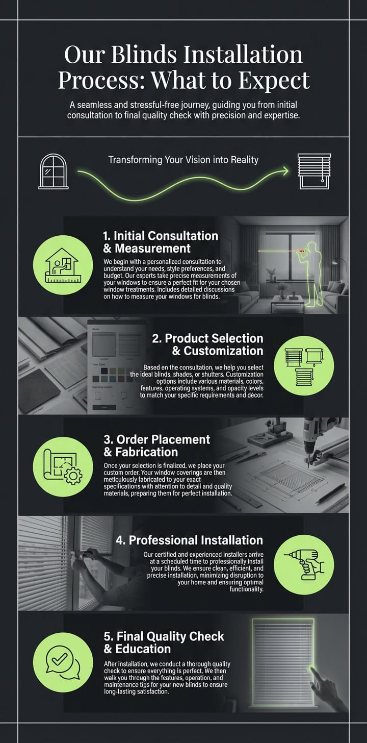 High-quality custom blind installation process